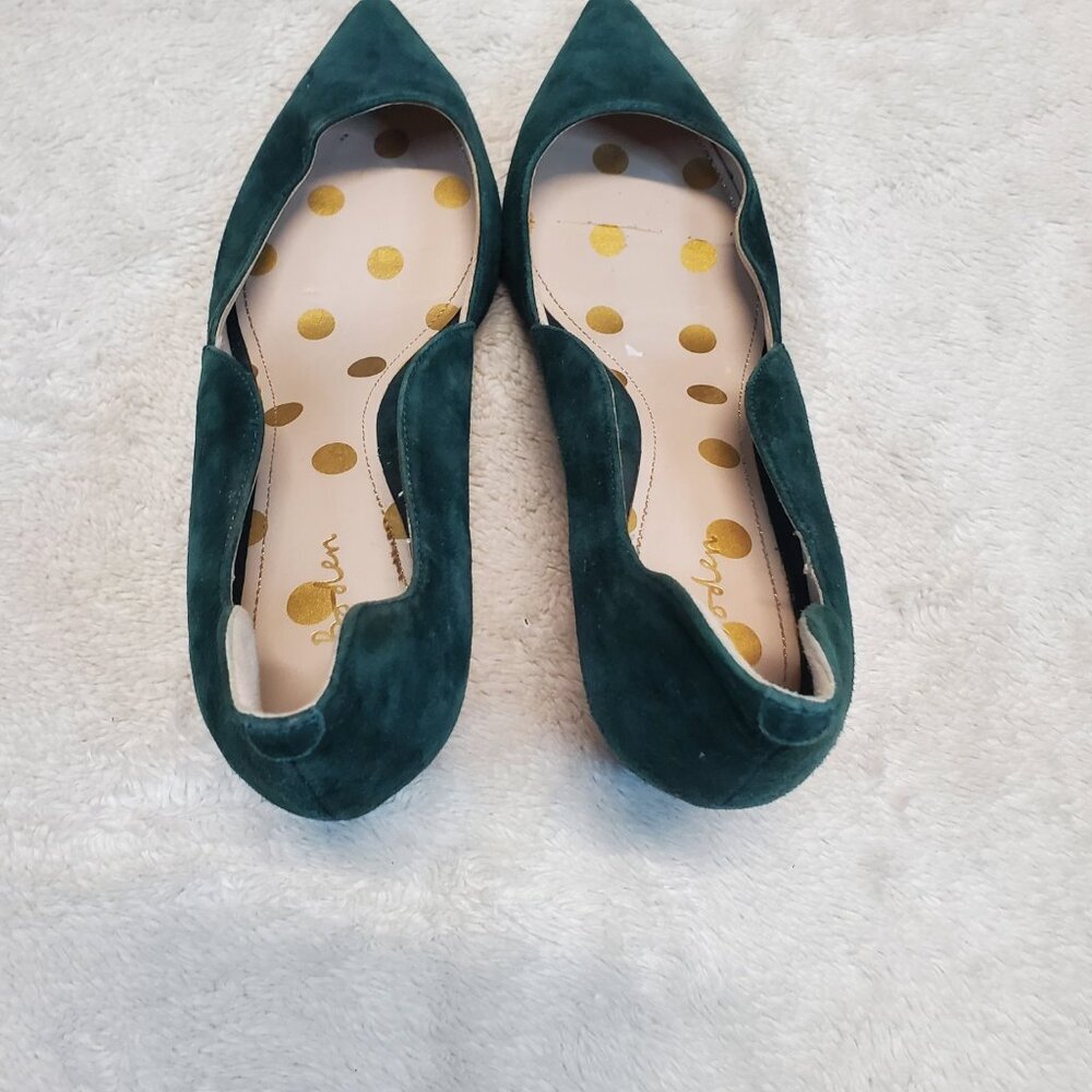 Women's Teal Suede Pointed-Toe D'Orsay Pumps - Picture 6 of 12